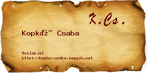 Kopkó Csaba névjegykártya